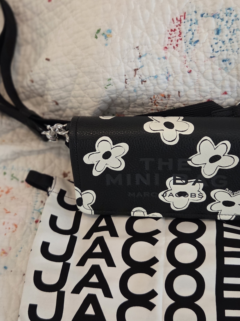Marc Jacobs Black Crossbody with White Floral Motif